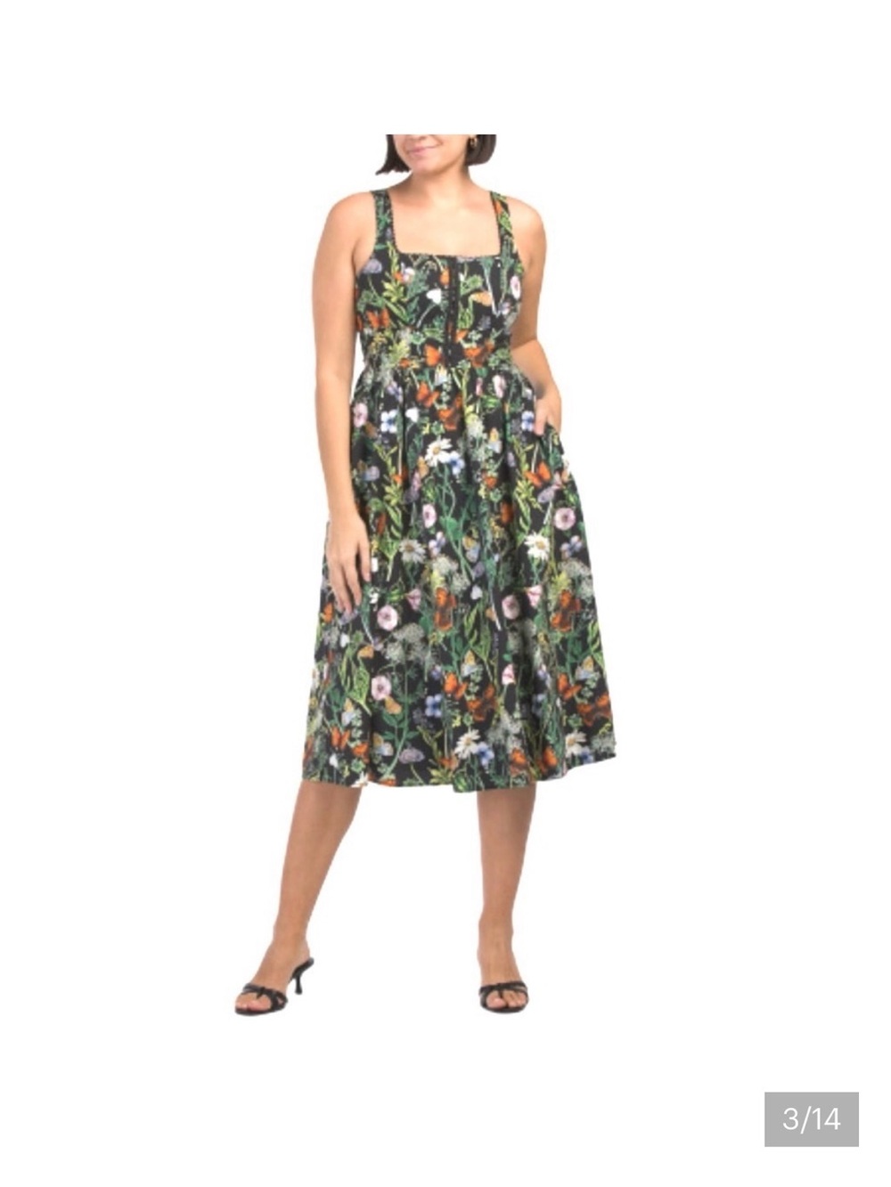 Avec Les Filles Butterfly floral square neck corset dress, size 14